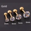 Cross-border threaded 4-prong round zircon titanium steel ear stud, Korean-style women's simple stainless steel ear stud with diamond earrings Specification image